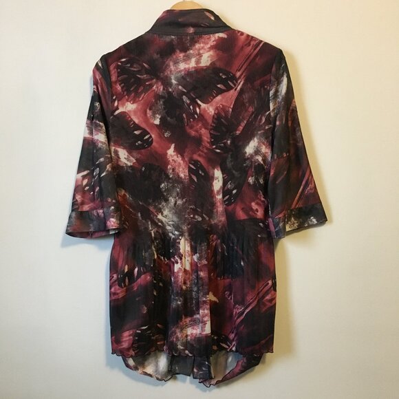 Bellissima Butterfly Banded Mock Collar Button Down Tunic Dress - Picture 2 of 16